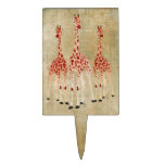 Vintage Red Rose Giraffes Cake Pick