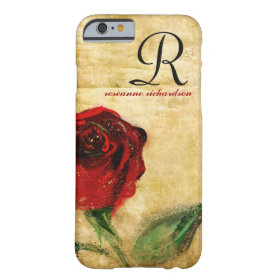 Vintage Red Rose Monogram iPhone 6 case