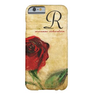 Vintage Red Rose Monogram iPhone 6 case