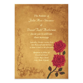 Vintage Red Rose Wedding 5x7 Paper Invitation Card