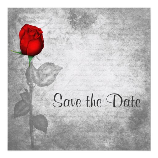 Vintage Red Rose Wedding Custom Invite