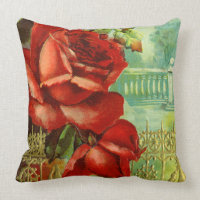 Vintage Red Roses throwpillow