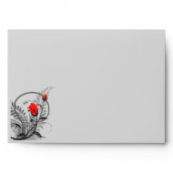 Vintage Red Roses Envelope Wedding 7 ¼