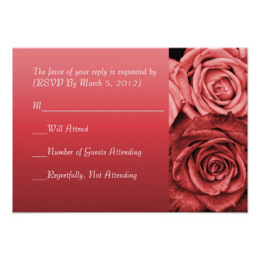 Vintage Red Roses RSVP wedding card