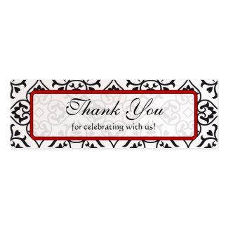 Vintage Red Silver and Black Damask Wedding Tags Business Cards