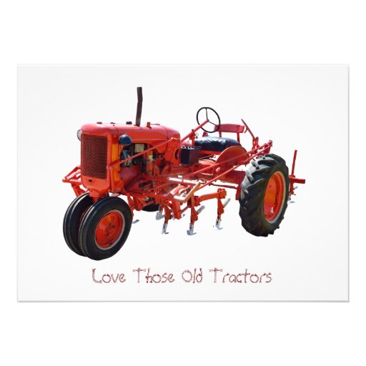 Vintage Red Tractor Custom Invites