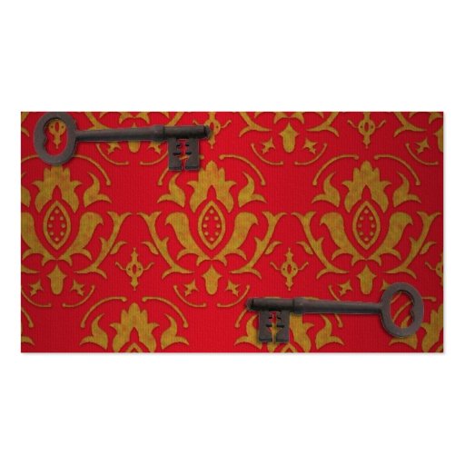 Vintage Red Wallpaper and Keys Business Cards (back side)