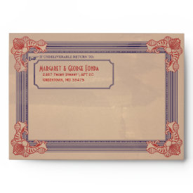 Vintage Red White & Blue Customizable A7 Envelopes envelope