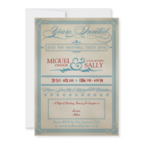 Vintage Red White & Blue Wedding Evening-Only Personalized Invites