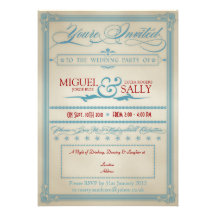 Vintage Red White & Blue Wedding Evening-Only Personalized Invites