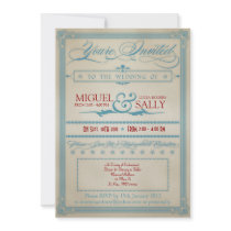 Vintage Red White & Blue Wedding Invitation
