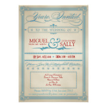 Vintage Red White & Blue Wedding Invitation