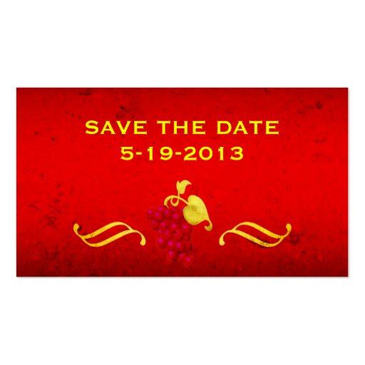Vintage Red Wine Save the Date Card Business Card (back side)
