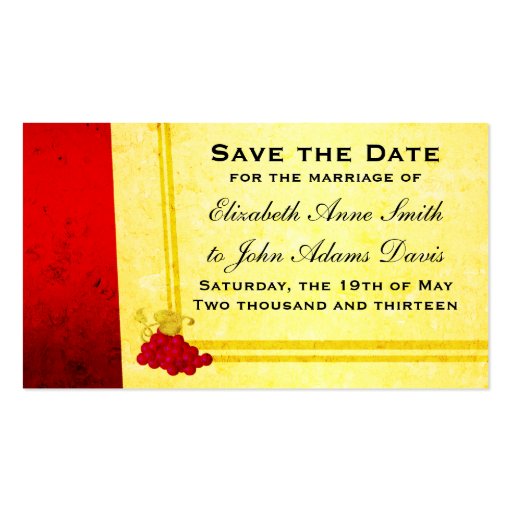 Vintage Red Wine Save the Date Card Business Card (front side)