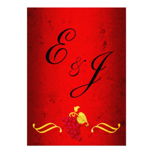 Vintage Red Wine Wedding Invitation