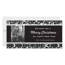 Vintage Red with Gold Ornament Personalized Photo Card