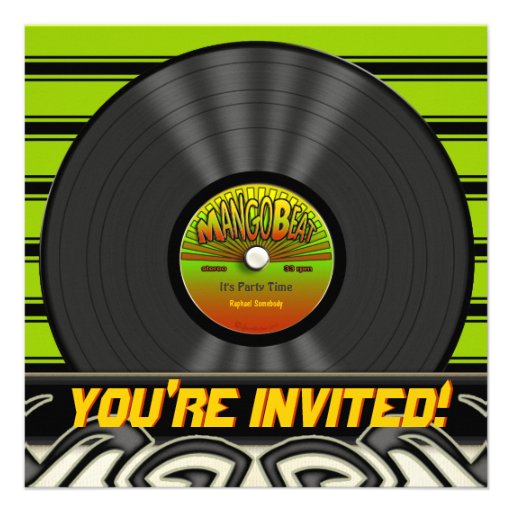 Vintage Reggae Vinyl Record Party Invitations