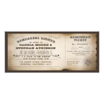 vintage rehearsal dinner ticket typography design personalized announcements