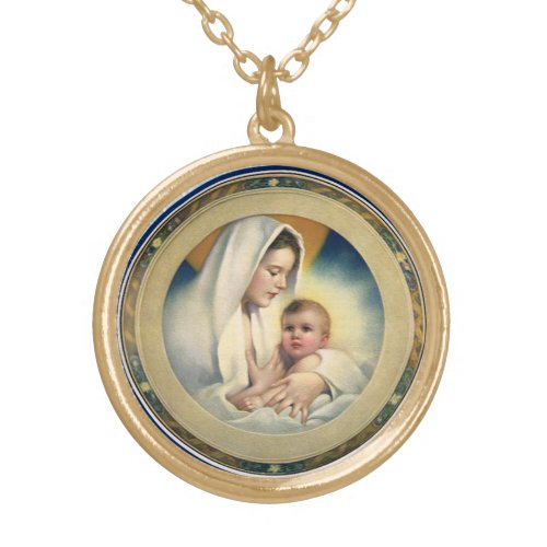 Vintage Relgious Christmas, Madonna and Child Pendant