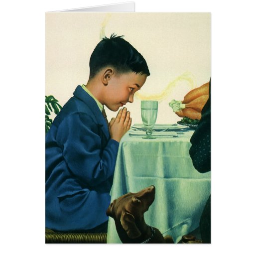 Vintage Religion, Child Saying Grace,Thanksgiving Greeting Cards