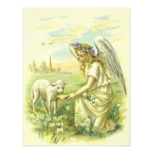 Vintage Religion Easter, Victorian Angel with Lamb Custom Invitation