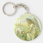 Vintage Religion Easter, Victorian Angel with Lamb Keychains