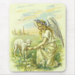 Vintage Religion Easter, Victorian Angel with Lamb Mousepad