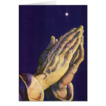 Vintage Religion Hands Praying Star Christmas Card