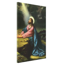 Vintage Religion, Jesus Christ Praying, Gethsemane Gallery Wrapped Canvas