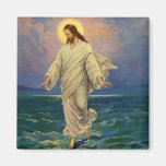 Vintage Religion, Jesus Walking on Water Portrait Refrigerator Magnets