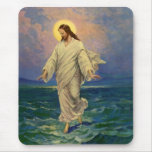 Vintage Religion, Jesus Walking on Water Portrait Mouse Pads