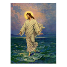 Vintage Religion, Jesus Walking on Water Portrait Post Cards