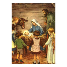 Vintage Religious Christmas, Nativity, Baby Jesus Custom Invite