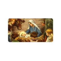 Vintage Religious Christmas, Nativity, Baby Jesus Custom Address Label