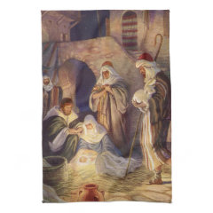 Vintage Religious Christmas, Nativity Magi Wisemen Hand Towels