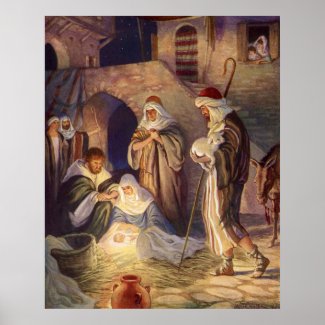 Vintage Religious Christmas, Nativity Magi Wisemen Poster