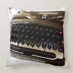 Vintage Remington Typewriter Black White Throw Pil Pillow