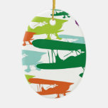 Vintage Retro BiPlane Lonely Sparrow Airplane Desi Ornaments