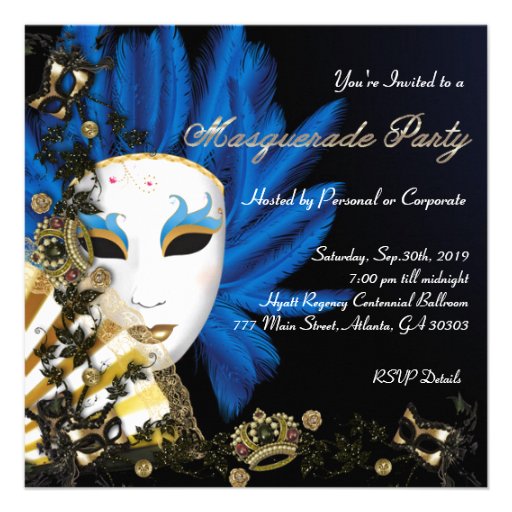 Vintage Retro Elegant Masquerade Party Invite
