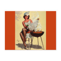 Vintage Retro Gil Elvgren Barbeque Pin up girl Post Cards