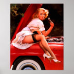 Vintage Retro Gil Elvgren Car Mechanic Pinup Girl Posters