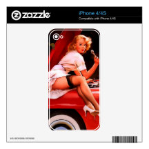 Vintage Retro Gil Elvgren Car Mechanic Pinup Girl iPhone 4 Decal