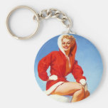 Vintage Retro Gil Elvgren Christmas Pin UP Girl Keychain