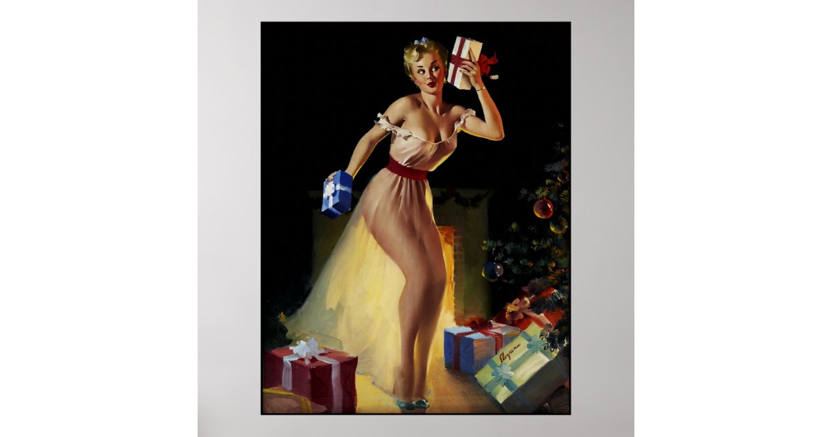 Vintage Retro Gil Elvgren Christmas Pin Up Girl Poster Zazzle 0221