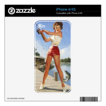 Vintage Retro Gil Elvgren Fishing Pinup Girl Decals For iPhone 4S