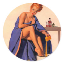 Vintage Retro Gil Elvgren Foot Spa Pin Up Girl Sticker