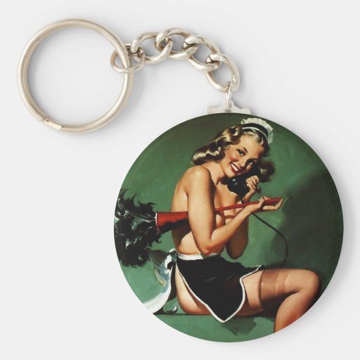 Vintage Retro Gil Elvgren French Maid Pinup Girl Keychain Zazzle