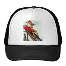 Vintage Retro Gil Elvgren Fun Slide Pin Up Girl Mesh Hats
