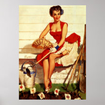 Vintage Retro Gil Elvgren Gardening Pin Up Girl Posters