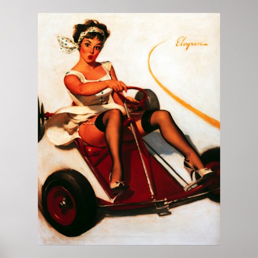 Vintage Retro Gil Elvgren Go Kart Pin Up Girl Print Zazzle